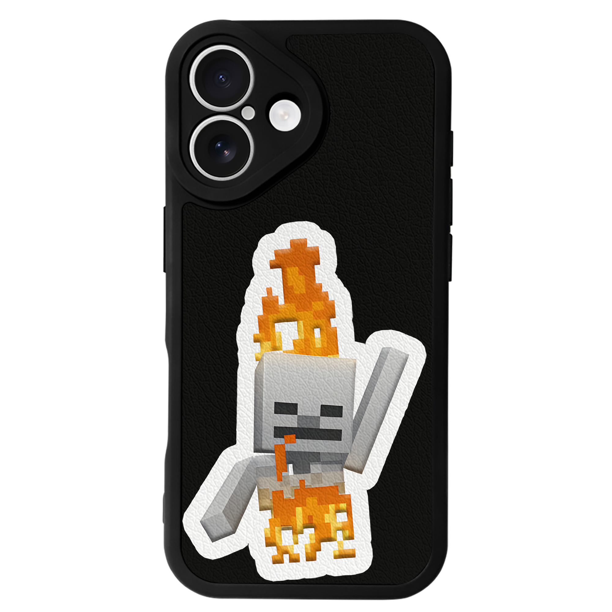 （画像用） マインクラフト ブロックの世界 Minecraft MC Block world 【iPhone 16シリーズ対応】シリコンスマホケース（レザー調） 材質：シリコン